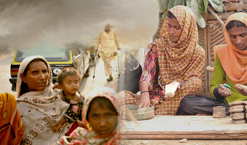 A woman and her daughter creating sand toys to earn a living
